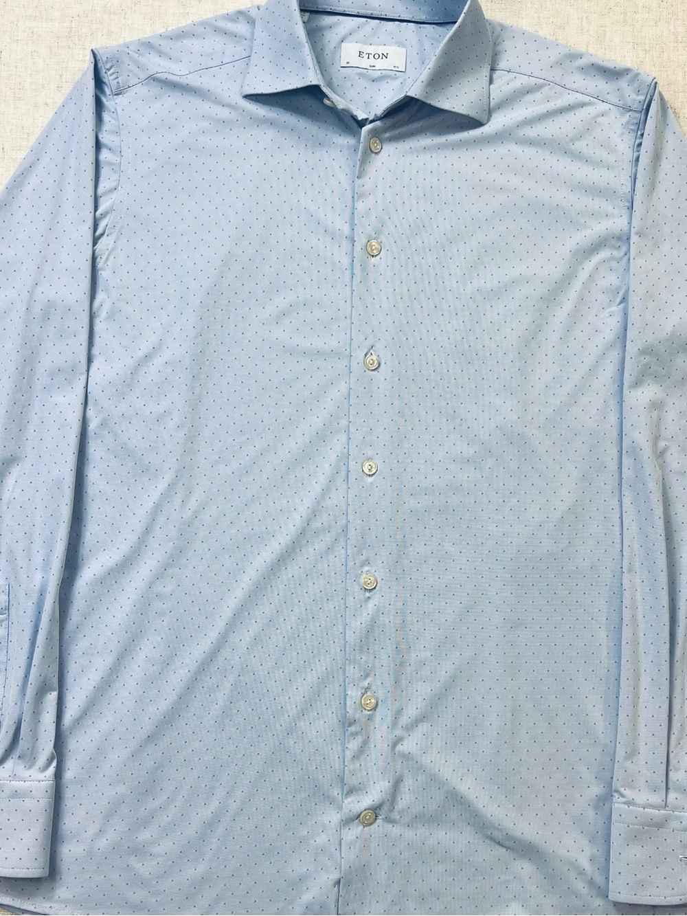 Eton Blue Dot Four Way Stretch Slim Dress Shirt, Size 15.5 / 39